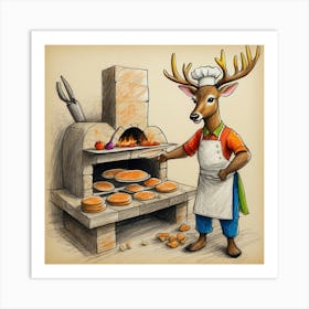 Deer Chef Art Print