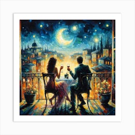 Couple At The Balcony Art Print