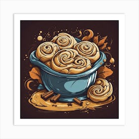 Cinnamon Buns In A Bowl Art Print