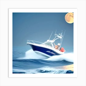 Fishing Boat On The Ocean Art Print