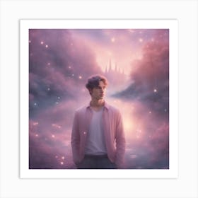 Dreamy Portrait Of A Cute Man In Magical Scenery, Pastel Aesthetic, Surreal Art, Hd, Fantasy, Fairyt Art Print