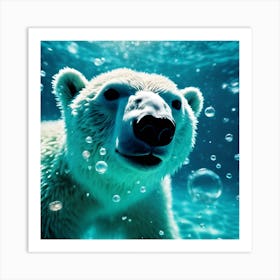 Under the Sea, Polar Bear Cub Swimming 3 Art Print