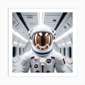 Astronaut Day Spaceman In White Space Suit Costume Open Glass Helmet 0 Art Print