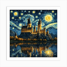 Castle At Starry Night Van Gogh Painting 3 Art Print