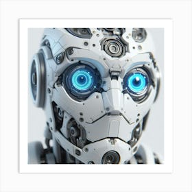 Robot Head With Blue Eyes Art Print