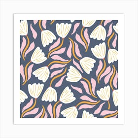 Tulips Flowers Pattern Floral Pattern Art Print