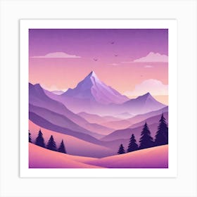 Misty mountains background in purple tone 114 Art Print