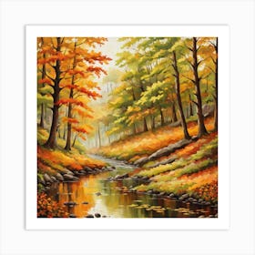 Forest In Autumn In Minimalist Style Square Composition 273 Art Print