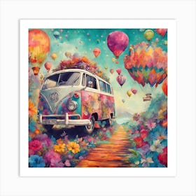 Hippie Van Multicolor Art Print