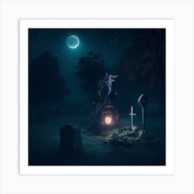 Graveyard With Gravestones Art Print