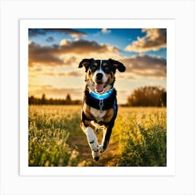 A Photo Of A Dog Wearing A Halo Collar 1 Art Print