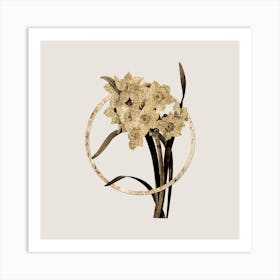 Gold Ring Bunch Flowered Daffodil Glitter Botanical Illustration n.0297 Art Print