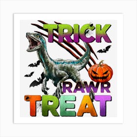 Trick Rawr Treat Funny Dinosaur Spooky Halloween Pumpkin Art Print