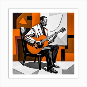 Acoustic Guitar*Cubist Man with Guitar* 1 Art Print