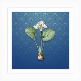 Vintage Cardwell Lily Botanical on Bahama Blue Pattern n.1400 Art Print