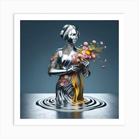 Steel Woman In Water Art Print