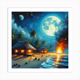 Night At The Beach Art Print