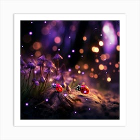 Ladybugs In The Forest Art Print