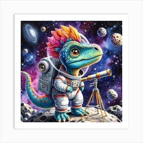 Dinosaur In Space 3 Art Print