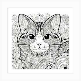 Cat Coloring Page 2 Art Print