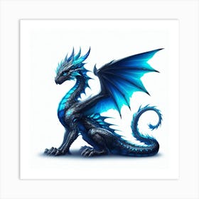 Blue Midnight Dragon Art Print