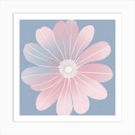 A White And Pink Flower In Minimalist Style Square Composition 587 Art Print