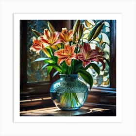 Lilies In A Vase 2 Art Print