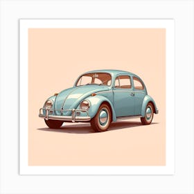 Blue Volkswagen Beetle 1963 Art Print