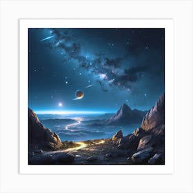 Landscape With Starry Sky Art Print