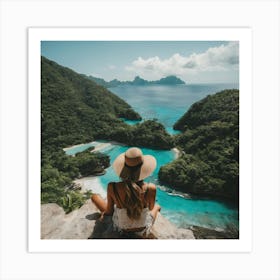 Woman Looking At The Ocean Art Print