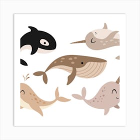 Cute Whales Art Print