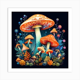 Mushrooms In The Forest 94 Art Print