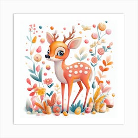 Deer In The Forest 26 Art Print