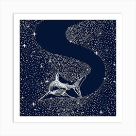 Starry Shark SQUARE Art Print