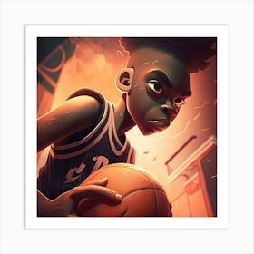 Basketball Player Holding A Basketball Art Print