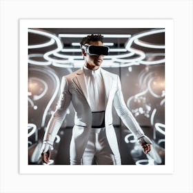 Futuristic Man In White Suit 1 Art Print
