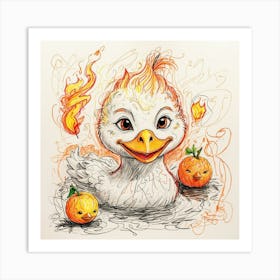 Flaming Duck Art Print