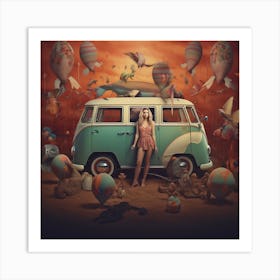 Girl In A Van Art Print