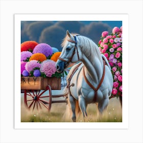 Horse With Flowers 1 Art Print