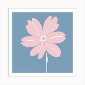 A White And Pink Flower In Minimalist Style Square Composition 326 Art Print