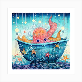 Octopus In A Tub Art Print