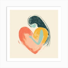 Pregnant Woman Heart Illustration Art Print