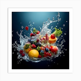 Fruit Splashing Water 4 Art Print