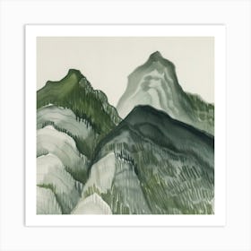 Japanese Watercolour Of Mount Mizugaki 1 Art Print