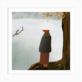 Girl In the Rain Art Print