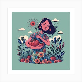 Girl In The Garden Art Print