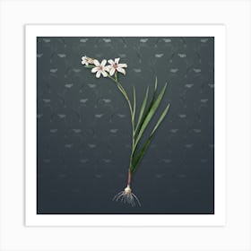 Vintage Gladiolus Botanical on Slate Gray Pattern n.0319 Art Print