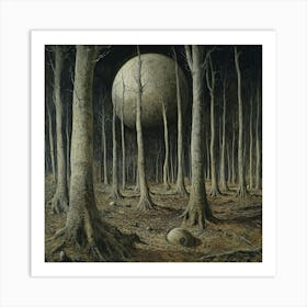 Full Moon In The Woods Art Art Print