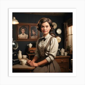 Lady In A Kitchen Art Print