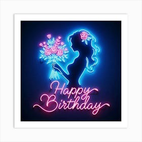 Happy Birthday Neon Sign 1 Art Print